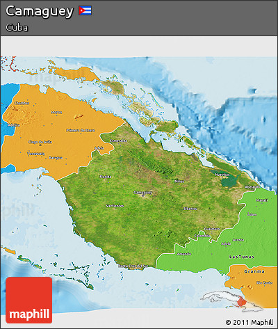 Satellite 3D Map of Camaguey, political outside