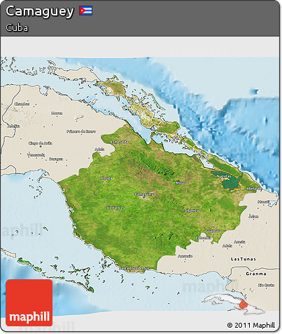Satellite 3D Map of Camaguey, shaded relief outside