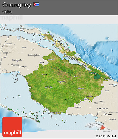 Satellite 3D Map of Camaguey, shaded relief outside