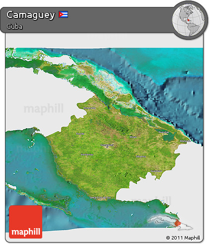 Satellite 3D Map of Camaguey, single color outside