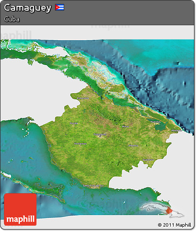 Satellite 3D Map of Camaguey, single color outside