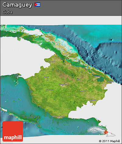 Satellite 3D Map of Camaguey, single color outside