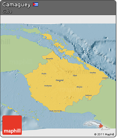 Savanna Style 3D Map of Camaguey, single color outside