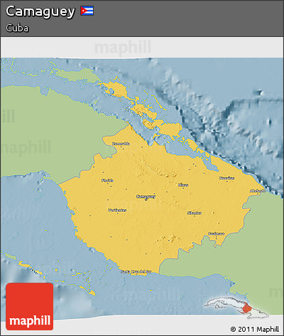 Savanna Style 3D Map of Camaguey, single color outside