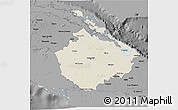 Shaded Relief 3D Map of Camaguey, darken, desaturated