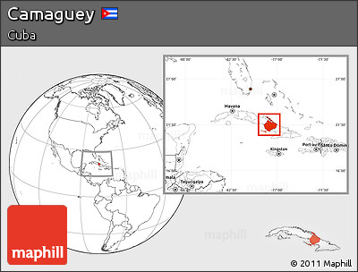 Blank Location Map of Camaguey, within the entire country
