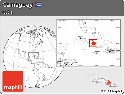 Blank Location Map of Camaguey, within the entire country