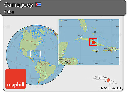 Savanna Style Location Map of Camaguey, within the entire country
