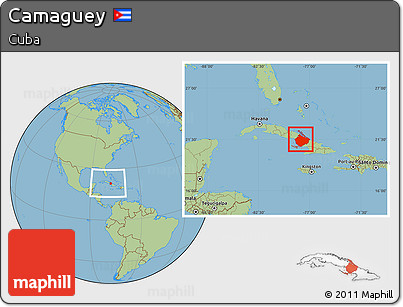 Savanna Style Location Map of Camaguey, within the entire country