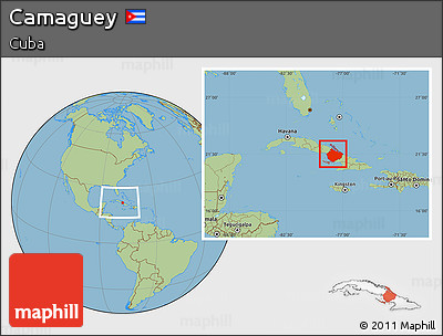 Savanna Style Location Map of Camaguey, within the entire country