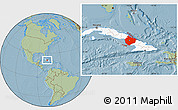 Savanna Style Location Map of Camaguey, highlighted country, hill shading