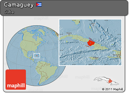 Savanna Style Location Map of Camaguey, hill shading