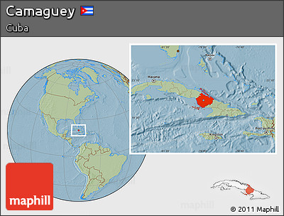 Savanna Style Location Map of Camaguey, hill shading