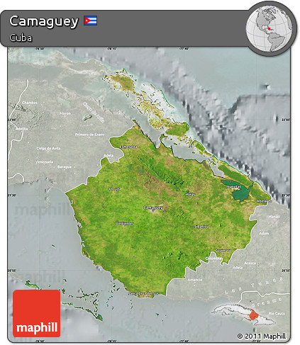 Satellite Map of Camaguey, lighten, semi-desaturated