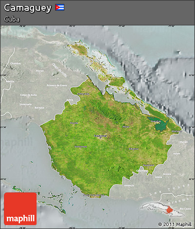 Satellite Map of Camaguey, lighten, semi-desaturated