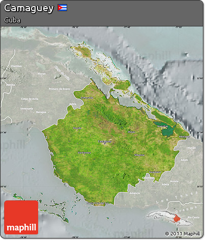 Satellite Map of Camaguey, lighten, semi-desaturated