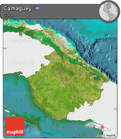 Satellite Map of Camaguey, single color outside