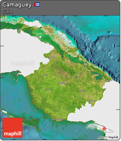 Satellite Map of Camaguey, single color outside