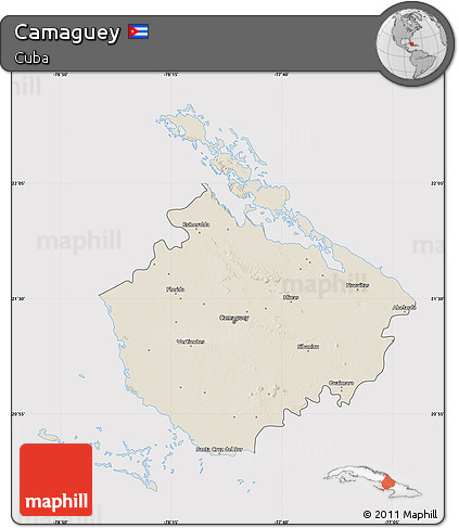 Shaded Relief Map of Camaguey, cropped outside