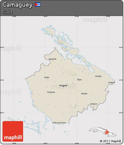 Shaded Relief Map of Camaguey, cropped outside