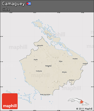 Shaded Relief Map of Camaguey, cropped outside