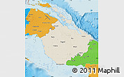 Shaded Relief Map of Camaguey, political outside