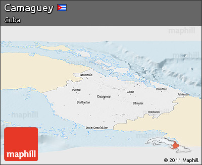 Classic Style Panoramic Map of Camaguey, single color outside