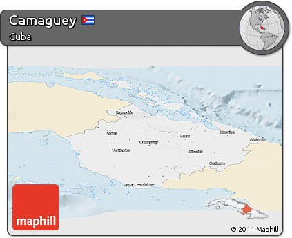 Classic Style Panoramic Map of Camaguey, single color outside