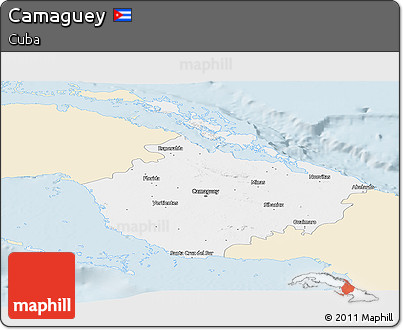 Classic Style Panoramic Map of Camaguey, single color outside