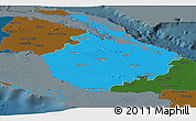 Political Panoramic Map of Camaguey, darken