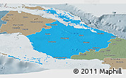 Political Panoramic Map of Camaguey, semi-desaturated