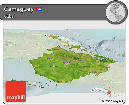 Satellite Panoramic Map of Camaguey, lighten