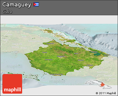 Satellite Panoramic Map of Camaguey, lighten