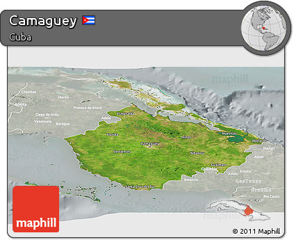 Satellite Panoramic Map of Camaguey, lighten, semi-desaturated