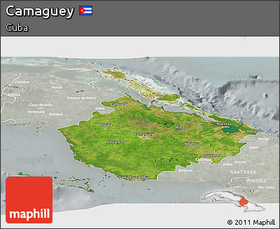Satellite Panoramic Map of Camaguey, lighten, semi-desaturated