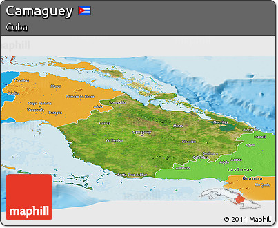 Satellite Panoramic Map of Camaguey, political outside