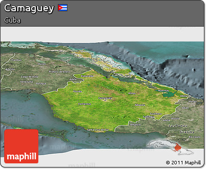 Satellite Panoramic Map of Camaguey, semi-desaturated