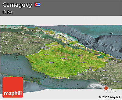 Satellite Panoramic Map of Camaguey, semi-desaturated