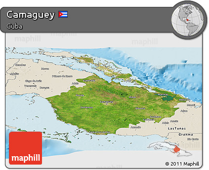 Satellite Panoramic Map of Camaguey, shaded relief outside