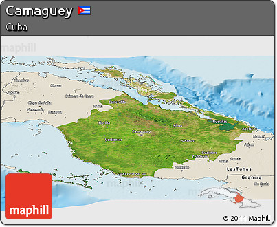 Satellite Panoramic Map of Camaguey, shaded relief outside