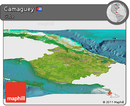 Satellite Panoramic Map of Camaguey, single color outside