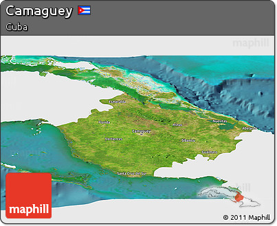 Satellite Panoramic Map of Camaguey, single color outside