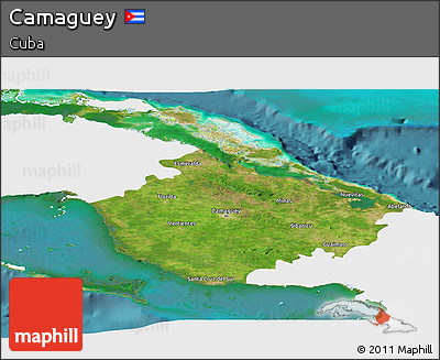 Satellite Panoramic Map of Camaguey, single color outside