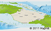 Shaded Relief Panoramic Map of Camaguey, physical outside