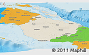 Shaded Relief Panoramic Map of Camaguey, political outside