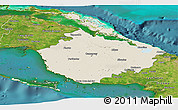 Shaded Relief Panoramic Map of Camaguey, satellite outside