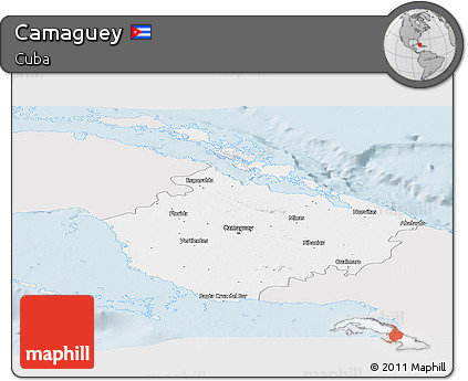 Silver Style Panoramic Map of Camaguey, single color outside
