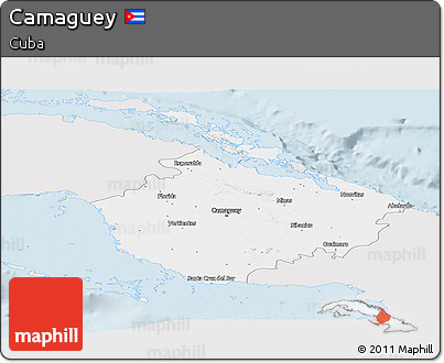 Silver Style Panoramic Map of Camaguey, single color outside