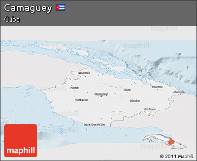 Silver Style Panoramic Map of Camaguey, single color outside