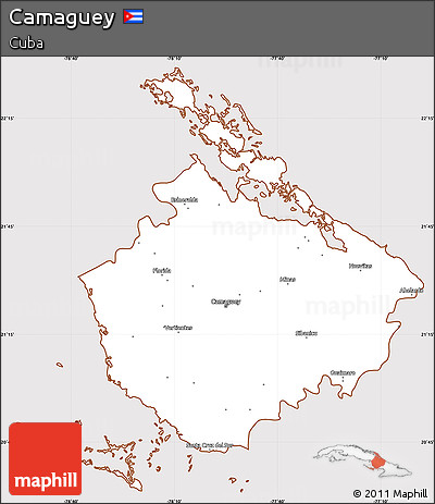 Classic Style Simple Map of Camaguey, cropped outside